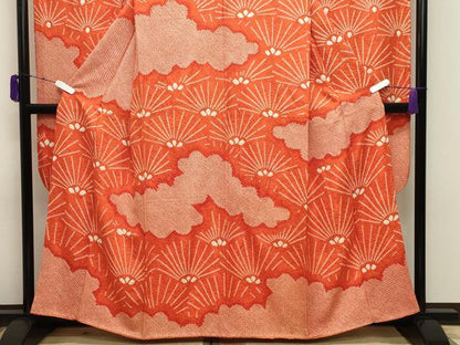平和屋着物●豪華振袖　総絞り　雲取り松文　正絹　逸品　CABD9139gh