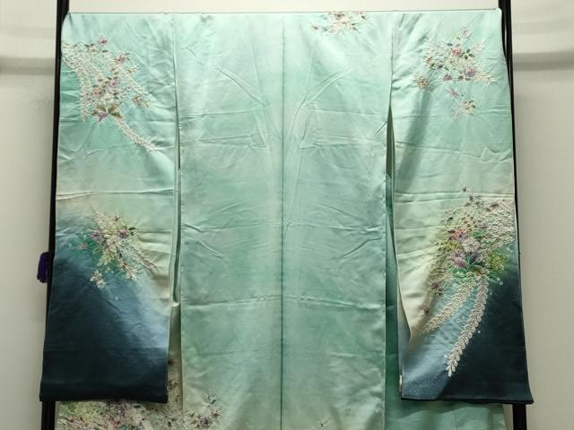 平和屋着物●豪華振袖　作家物　辻が花　絞り　暈し染め　銀通し地　仮絵羽　逸品　未使用　CABD9140gh