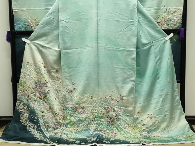 平和屋着物●豪華振袖　作家物　辻が花　絞り　暈し染め　銀通し地　仮絵羽　逸品　未使用　CABD9140gh
