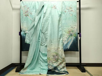 平和屋着物●豪華振袖　作家物　辻が花　絞り　暈し染め　銀通し地　仮絵羽　逸品　未使用　CABD9140gh
