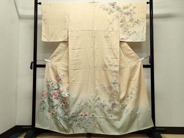 平和屋着物●訪問着　作家物　枝花文　暈し染め　金彩　正絹　逸品　未使用　CABD9142gh