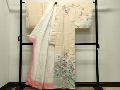 平和屋着物●訪問着　作家物　枝花文　暈し染め　金彩　正絹　逸品　未使用　CABD9142gh