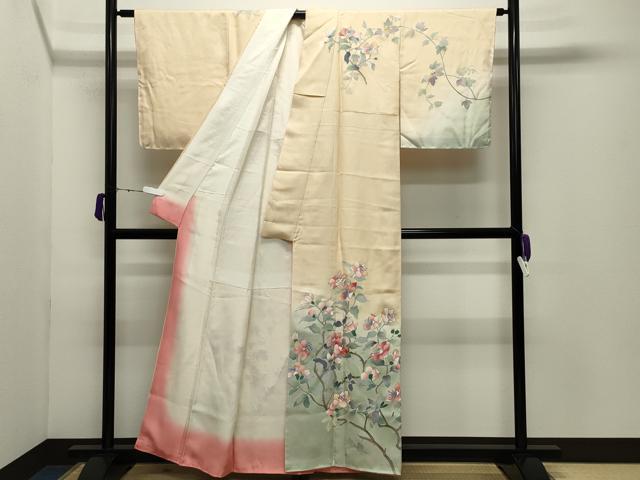 平和屋着物●訪問着　作家物　枝花文　暈し染め　金彩　正絹　逸品　未使用　CABD9142gh
