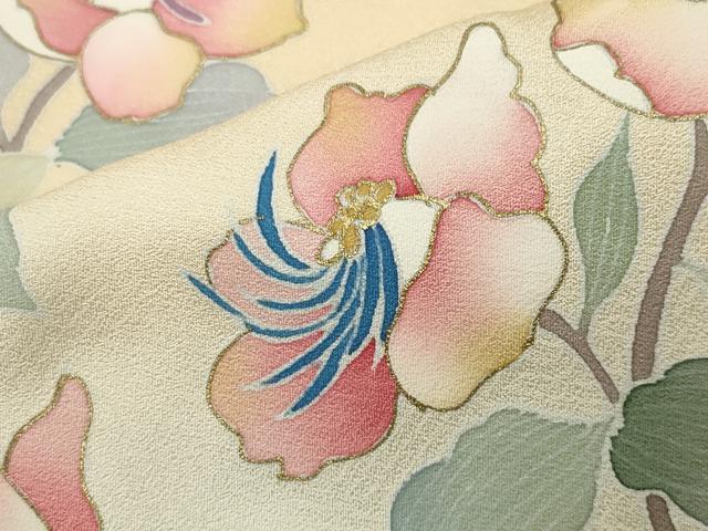 平和屋着物●訪問着　作家物　枝花文　暈し染め　金彩　正絹　逸品　未使用　CABD9142gh