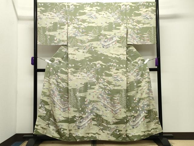 平和屋着物●訪問着　人物風景文　金彩　正絹　逸品　CABD9143gh