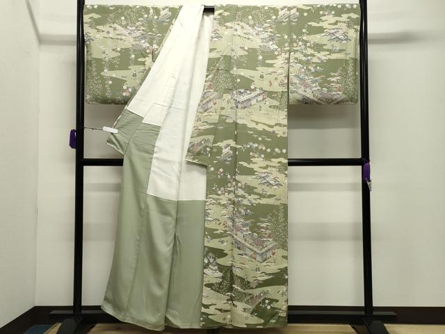 平和屋着物●訪問着　人物風景文　金彩　正絹　逸品　CABD9143gh