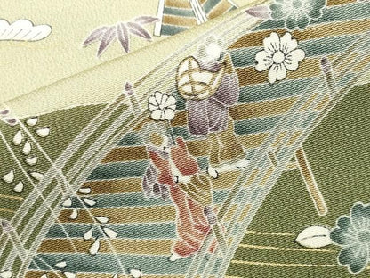 平和屋着物●訪問着　人物風景文　金彩　正絹　逸品　CABD9143gh