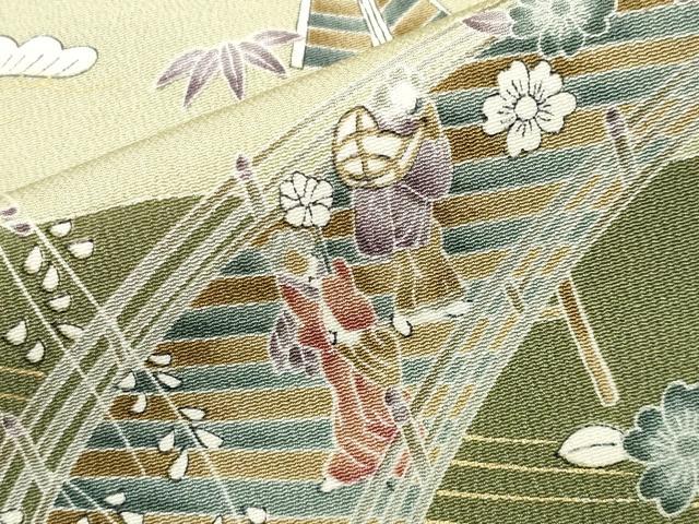 平和屋着物●訪問着　人物風景文　金彩　正絹　逸品　CABD9143gh