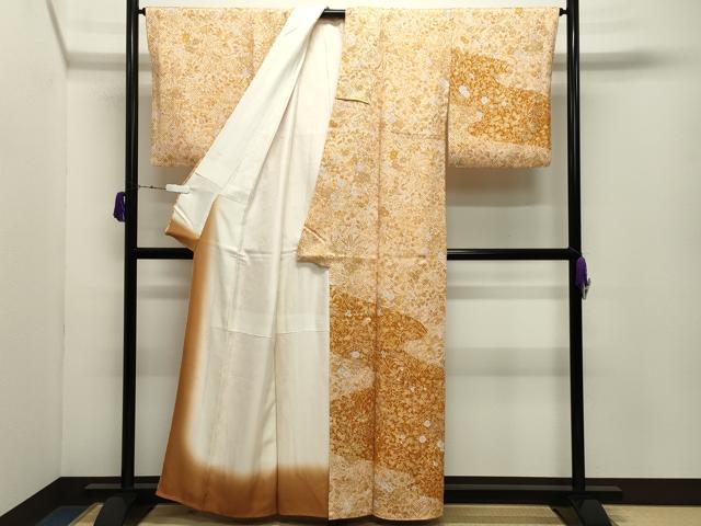 平和屋着物●訪問着　総絞り　道長草花文　正絹　逸品　CABD9144gh