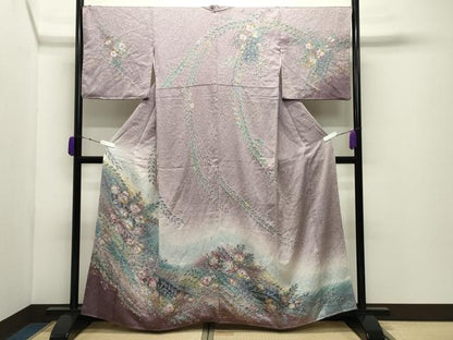 平和屋着物●訪問着　辻が花　絞り　暈し染め　金彩　正絹　逸品　CABD9146gh
