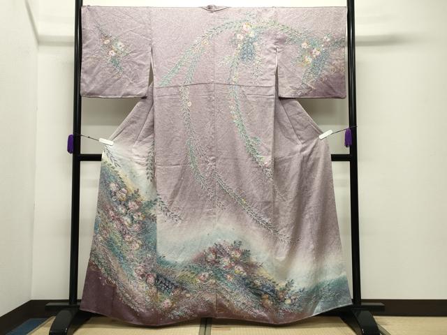平和屋着物●訪問着　辻が花　絞り　暈し染め　金彩　正絹　逸品　CABD9146gh