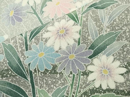 平和屋着物●訪問着　友禅　尾長鳥花文　正絹　逸品　CABD9147gh