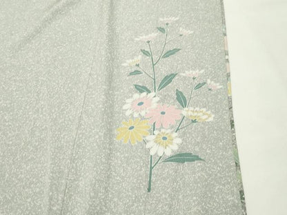 平和屋着物●訪問着　友禅　尾長鳥花文　正絹　逸品　CABD9147gh