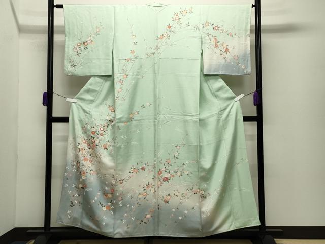 平和屋着物●訪問着　友禅　草花文　暈し染め　正絹　逸品　CABD9149gh