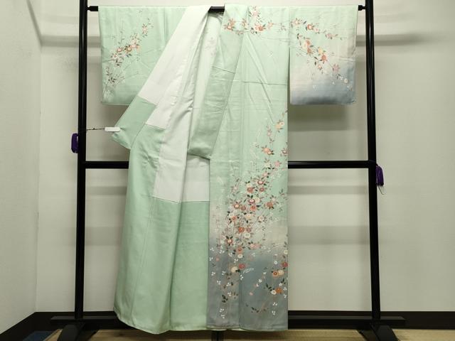 平和屋着物●訪問着　友禅　草花文　暈し染め　正絹　逸品　CABD9149gh