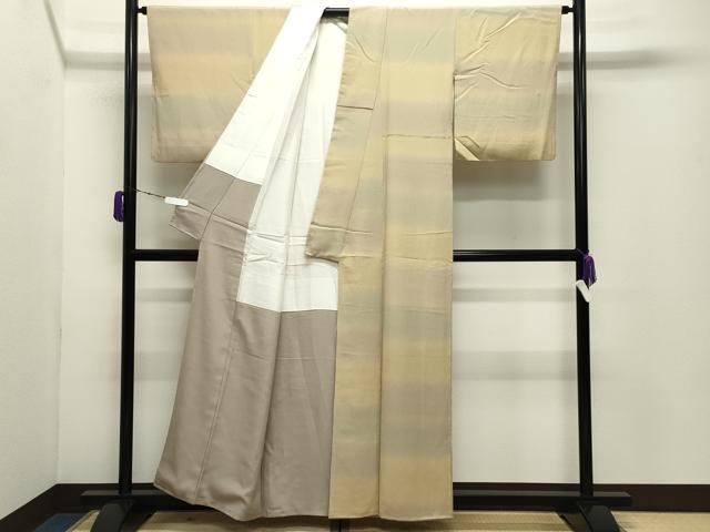 平和屋着物●十日町　加賀草木友禅の第一人者　田村哲彦　お召　横段文　正絹　逸品　CABD9150gh