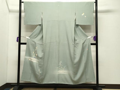 平和屋着物●本加賀友禅作家　南克治　訪問着　草花文　暈し染め　正絹　逸品　CABD9151gh