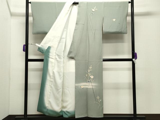 平和屋着物●本加賀友禅作家　南克治　訪問着　草花文　暈し染め　正絹　逸品　CABD9151gh