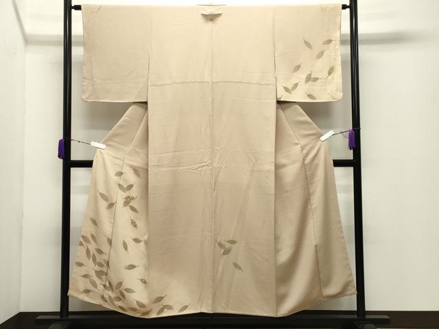 平和屋着物●訪問着　刺繍　舞葉花文　暈し染め　金糸　正絹　逸品　未使用　CABD9152gh