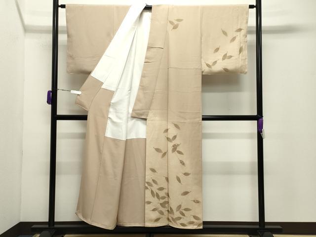 平和屋着物●訪問着　刺繍　舞葉花文　暈し染め　金糸　正絹　逸品　未使用　CABD9152gh