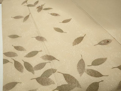 平和屋着物●訪問着　刺繍　舞葉花文　暈し染め　金糸　正絹　逸品　未使用　CABD9152gh