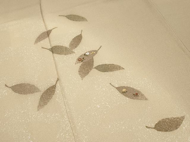 平和屋着物●訪問着　刺繍　舞葉花文　暈し染め　金糸　正絹　逸品　未使用　CABD9152gh