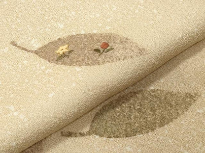 平和屋着物●訪問着　刺繍　舞葉花文　暈し染め　金糸　正絹　逸品　未使用　CABD9152gh