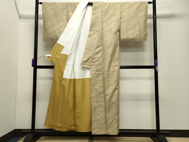 平和屋着物●結城紬　80亀甲　斜線文　ますいわ屋扱い　正絹　逸品　CABD9157gh