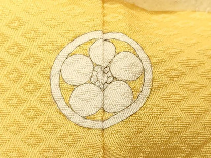 平和屋着物●上質な色無地　鏡裏花地紋　支子色　ロング丈　正絹　逸品　未使用　CABD9158gh
