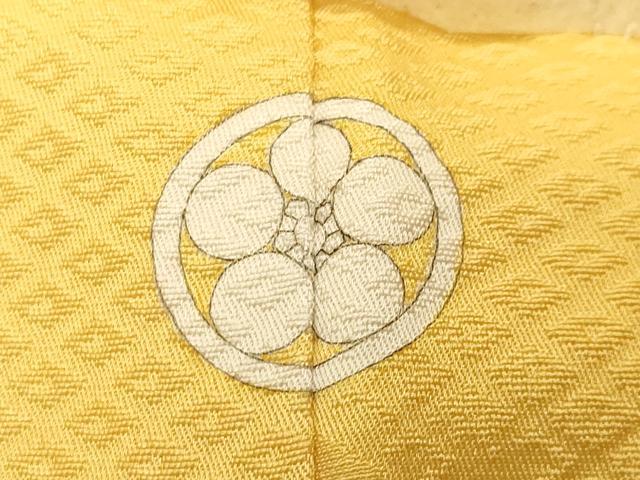 平和屋着物●上質な色無地　鏡裏花地紋　支子色　ロング丈　正絹　逸品　未使用　CABD9158gh