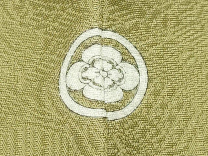 平和屋着物●上質な色無地　風景地紋　青朽葉色　正絹　逸品　未使用　CABD9161gh