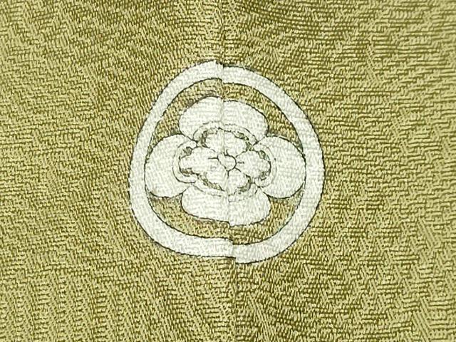 平和屋着物●上質な色無地　風景地紋　青朽葉色　正絹　逸品　未使用　CABD9161gh
