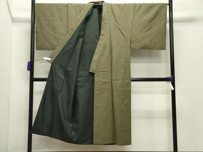 平和屋着物●男性　紬　アンサンブル　絣文様　正絹　逸品　CABD9166gh