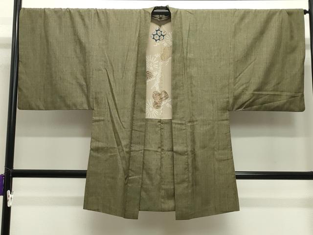 平和屋着物●男性　紬　アンサンブル　絣文様　正絹　逸品　CABD9166gh