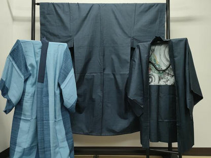 平和屋着物●男性　本場大島紬　アンサンブル・長襦袢セット　100亀甲　総詰め　正絹　逸品　未使用　CABD9170gh