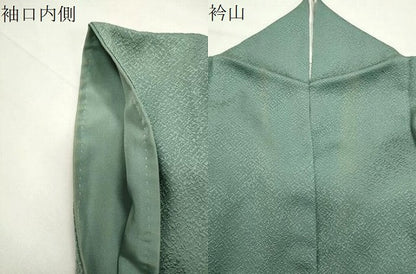 平和屋着物●上質な色無地　荒川東海　紋意匠　柳染色　正絹　逸品　CABD9171gh