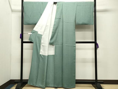 平和屋着物●上質な色無地　荒川東海　紋意匠　柳染色　正絹　逸品　CABD9171gh