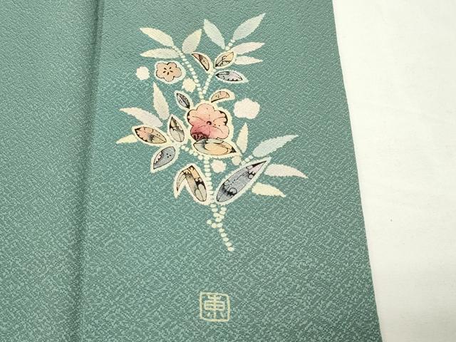 平和屋着物●上質な色無地　荒川東海　紋意匠　柳染色　正絹　逸品　CABD9171gh