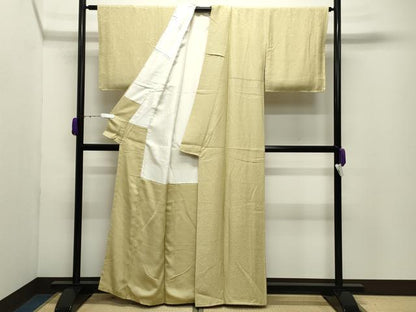 平和屋着物●上質な色無地　紋意匠　枯草色　正絹　逸品　未使用　CABD9175gh