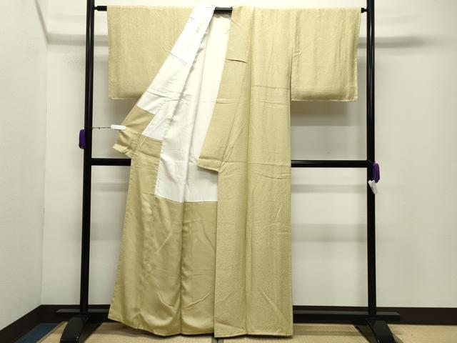 平和屋着物●上質な色無地　紋意匠　枯草色　正絹　逸品　未使用　CABD9175gh