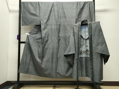 平和屋着物●男性　本場大島紬　アンサンブル　100亀甲　総詰め　キングサイズ　正絹　逸品　CABD9176gh