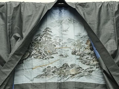 平和屋着物●男性　本場大島紬　アンサンブル　100亀甲　総詰め　キングサイズ　正絹　逸品　CABD9176gh