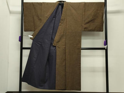 平和屋着物●男性　紬　アンサンブル・長襦袢セット　霞文　正絹　逸品　CABD9180gh