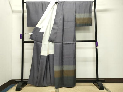 平和屋着物●訪問着　お召地　横段文　正絹　逸品　未使用　CABD9182gh