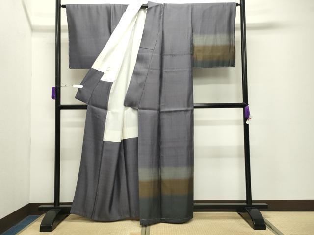 平和屋着物●訪問着　お召地　横段文　正絹　逸品　未使用　CABD9182gh