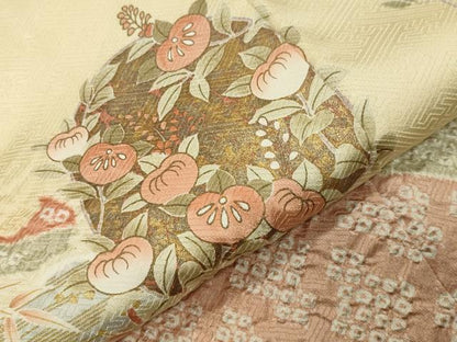 平和屋着物●訪問着　駒刺繍　絞り　雪輪花文　金銀彩　正絹　逸品　CABD9183gh