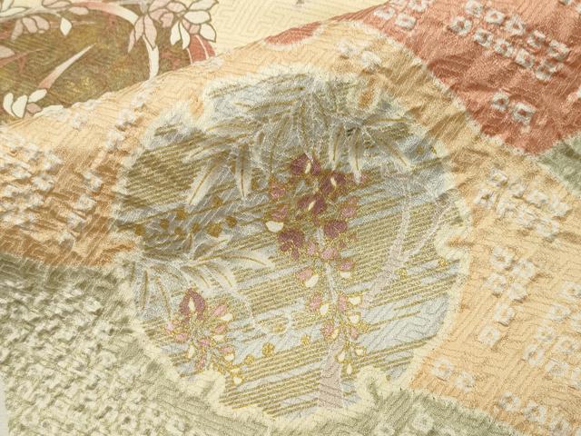 平和屋着物○訪問着 駒刺繍 絞り 雪輪花文 金銀彩 正絹 逸品