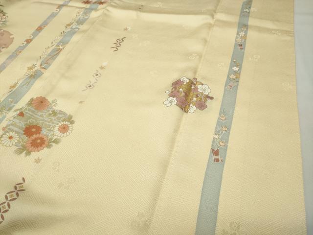 平和屋着物●訪問着　駒刺繍　絞り　雪輪花文　金銀彩　正絹　逸品　CABD9183gh