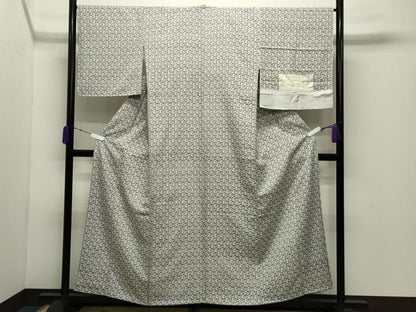 平和屋着物●紋織間道紬　草花文　やまと誂製　反端付き　胴抜き仕立て　正絹　逸品　CABD9185gh
