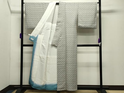 平和屋着物●紋織間道紬　草花文　やまと誂製　反端付き　胴抜き仕立て　正絹　逸品　CABD9185gh